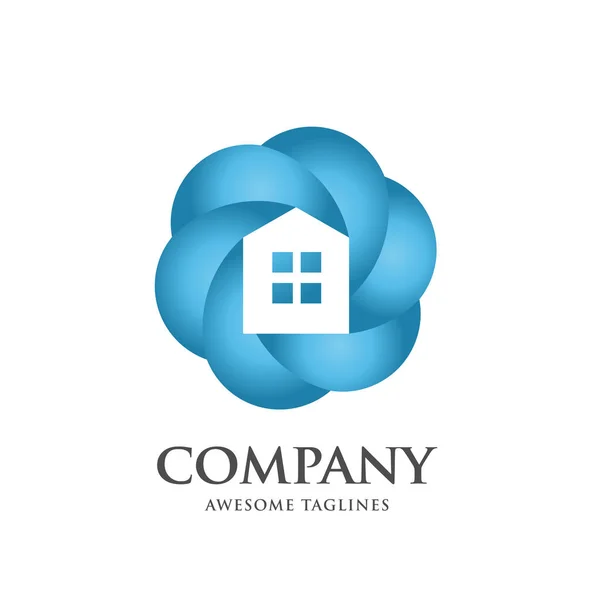 Cor Criativa Casa Círculo Logotipo Design Modelo Isolado Fundo Branco —  Vetores de Stock