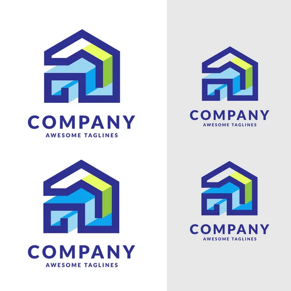 Creativo Línea Simple Casa Geométrica Logo Vector Diseño Casa Simple — Vector de stock