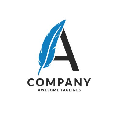 Tüy harf bir logo vektör, Lüks Mektup A Feather Logo ile dahil