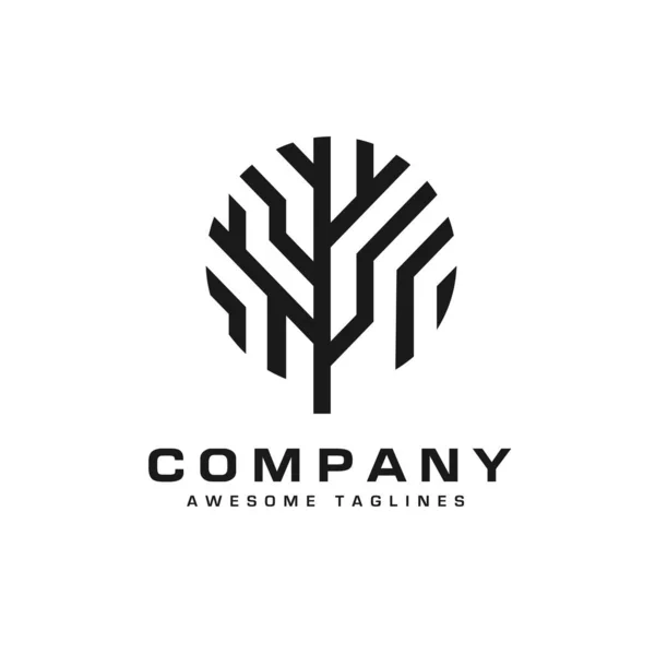 Drzewo Geometrycznej Logo Koncepcja Koło Proste Streszczenie Styl Streszczenie Zarys — Wektor stockowy