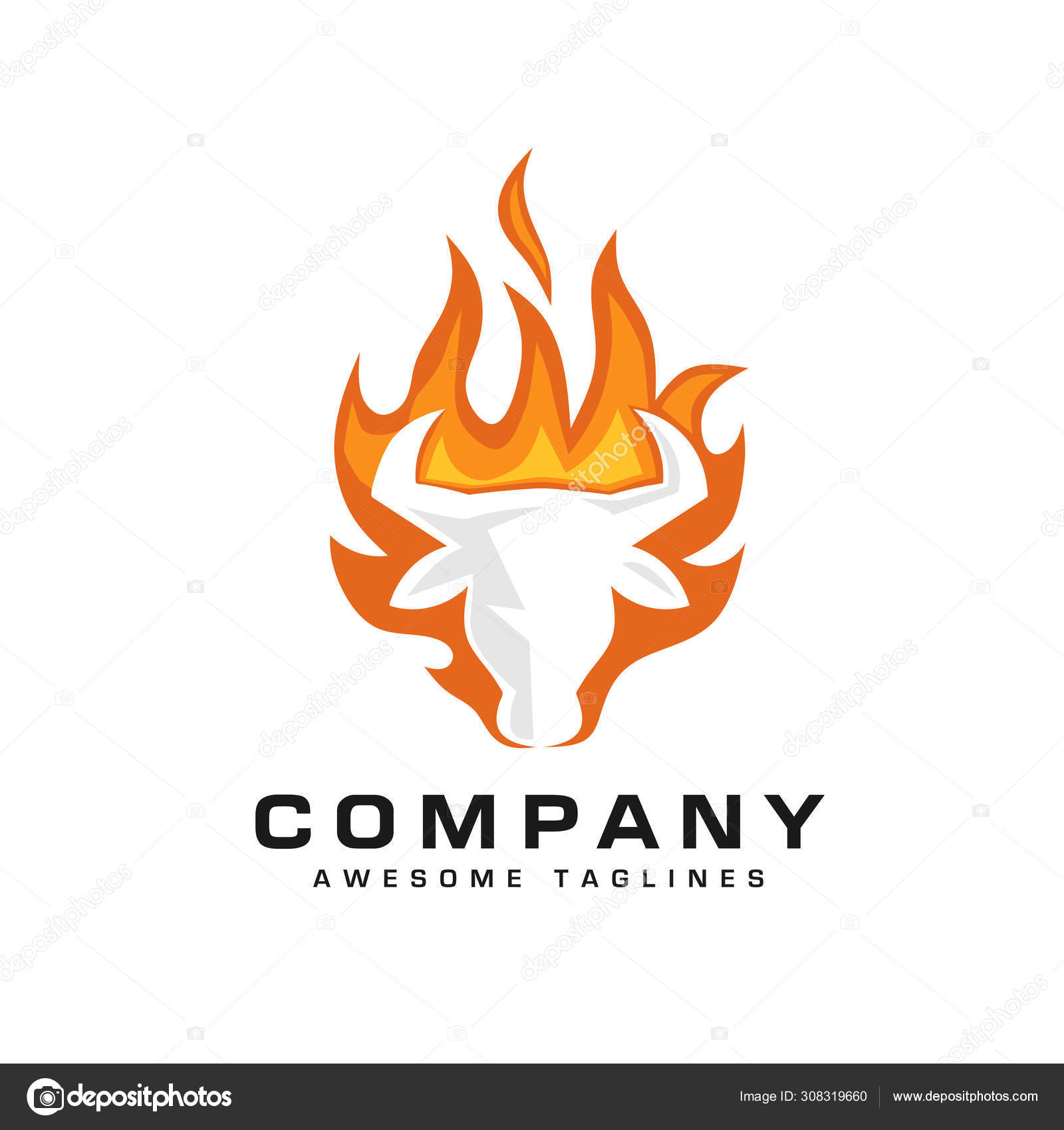 Fogo Estilizado Ícone Logotipo Vector Símbolo Design Royalty Free