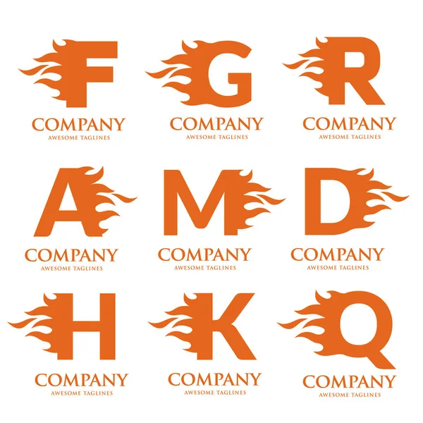 Creative Olika Inledande Bokstäver Med Fire Logo Mall Design Vector — Stock vektor
