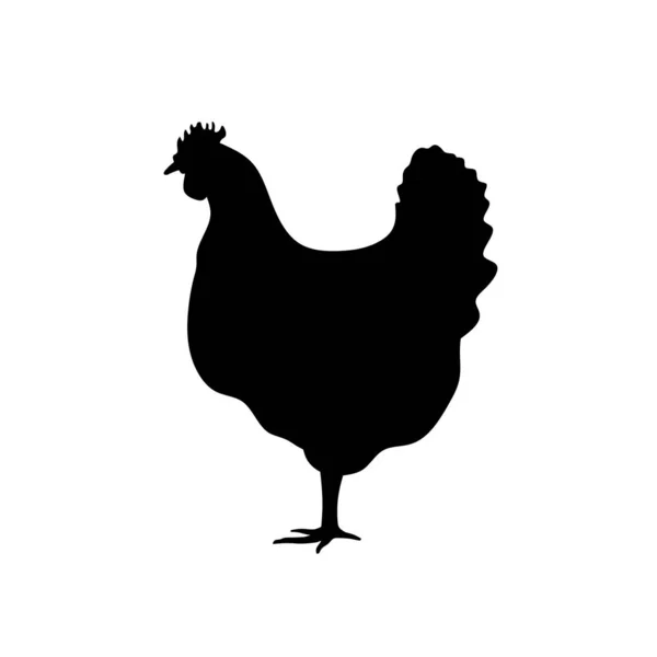 Bauernhof Silhouette Schwarz Auf Weißem Hintergrund Silhouetten Henne Isoliert Auf — Stockvektor