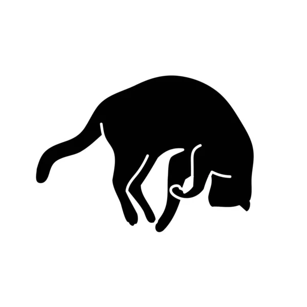 Silhueta Gato Adormecido Design Vector Ilustração Gato Logotipo Modelo Estilo —  Vetores de Stock