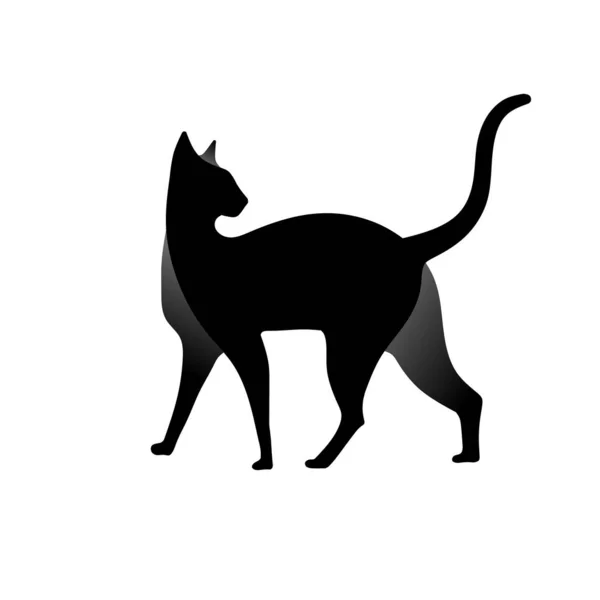 Prosta Płaska Sylwetka Kota Design Vector Ilustracji Kot Logo Styl — Wektor stockowy