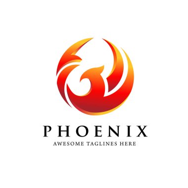 creative simple phoenix bird circle logo concept, best phoenix bird logo design clipart