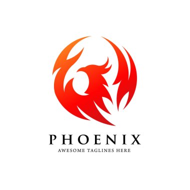 yaratıcı basit phoenix kuş daire logo konsepti, en iyi phoenix kuş logo tasarımı