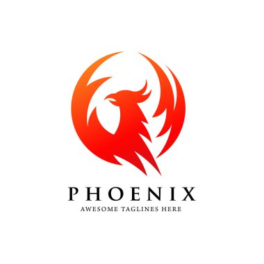 yaratıcı basit phoenix kuş daire logo konsepti, en iyi phoenix kuş logo tasarımı