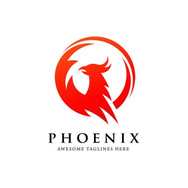 yaratıcı basit phoenix kuş daire logo konsepti, en iyi phoenix kuş logo tasarımı