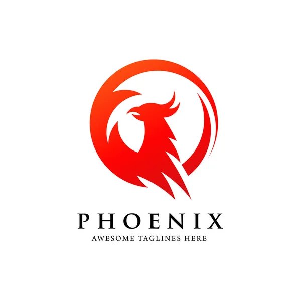 Creative Simple Phoenix Bird Circle Logotyp Koncept Bästa Phoenix Bird — Stock vektor