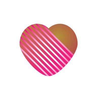 Çizgili kalp simgesi. Herhangi bir tasarım için çizgili kalp vektör simgesinin basit çizimi 