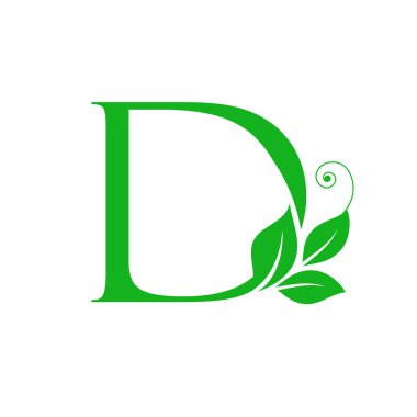 ilk harf d yaprak logo vektör kavramı öğesi, organik yaprak logolu D harfi ile yaratıcı