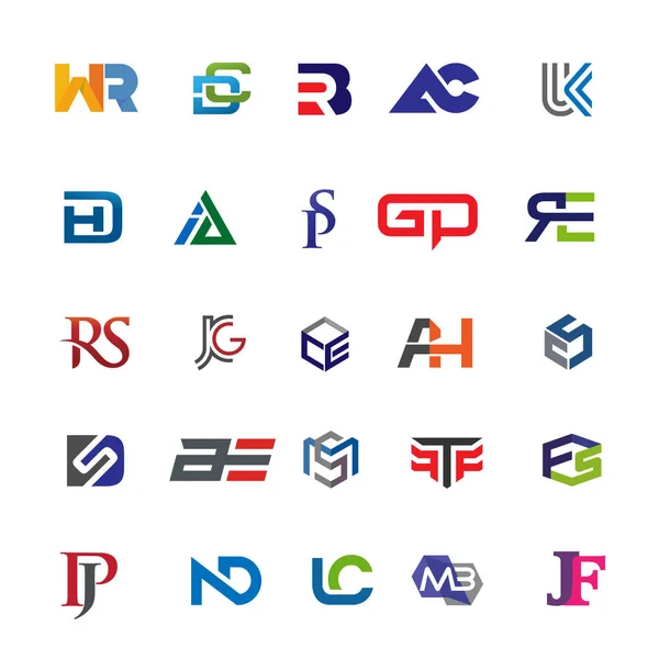 Δημιουργική Παραλλαγή Στυλ Της Αρχικής Δύο Γράμματα Συνδυασμό Λογότυπο Σύνολο — Διανυσματικό Αρχείο