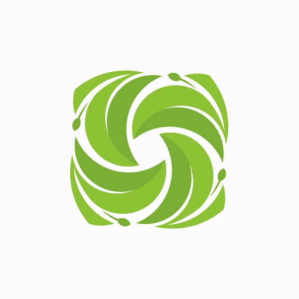 Kreatív Egyszerű Zöld Levél Forgóelem Vektor Illusztráció Szimbólum — Stock Vector