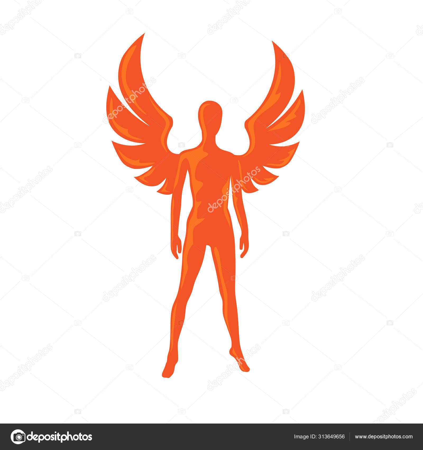 Angel Girl Wings Silhouette Illustration Stock Vector by ©krustovin 313649656