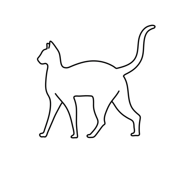 Kreatywny Kot Narysowane Linie Sztuka Obraz Wektor Ilustracja — Wektor stockowy