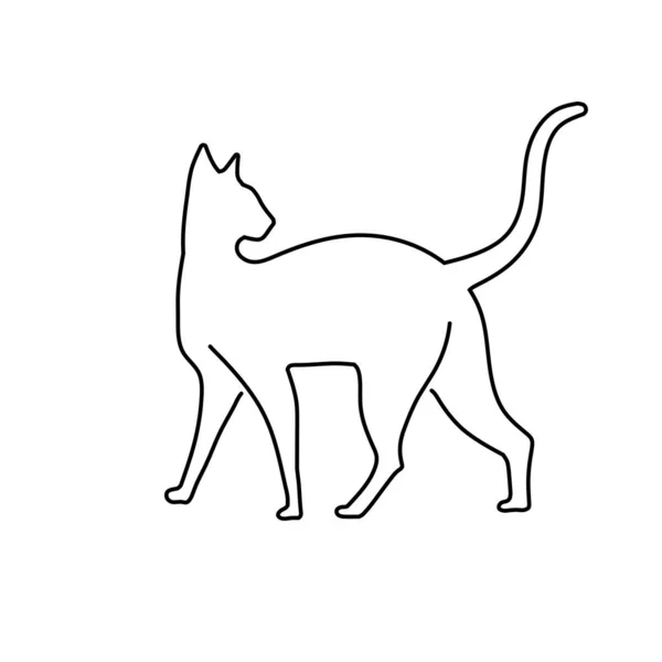 Kreatywny Kot Narysowane Linie Sztuka Obraz Wektor Ilustracja — Wektor stockowy