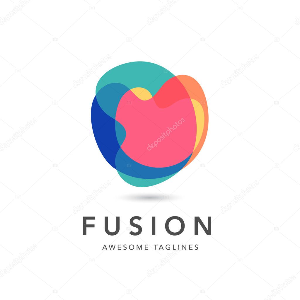 Abstract flowing and dynamical elements fusion colored forms