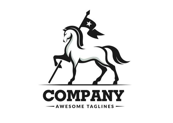 Άλογο Σημαία Δημιουργικό Λογότυπο Πρότυπο Σχεδιασμού Εικονογράφηση — Διανυσματικό Αρχείο