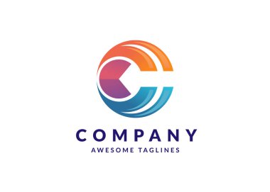 yaratıcı ilk harf C çember ok renkli logo tasarım vektör şablonu. Yaratıcı Soyut C Harfi Logo Tasarımı