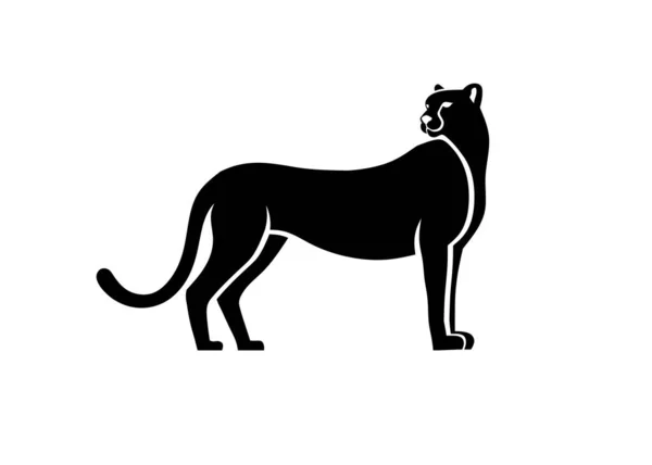 Silueta Gepardího Charakteru Vektorová Ilustrace Leoparda — Stockový vektor