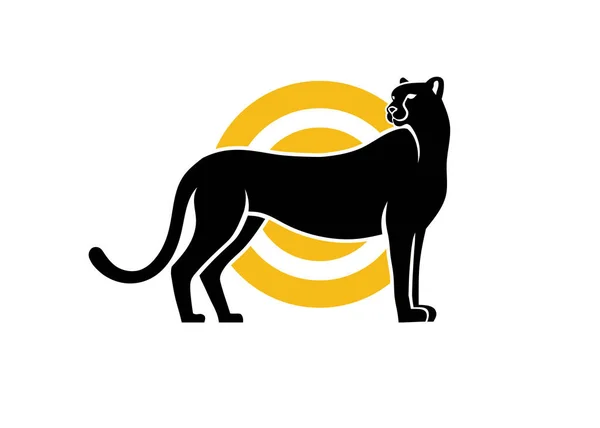 Silhouet Van Cheeta Cirkel Achtergrond Luipaard Vector Illustratie — Stockvector