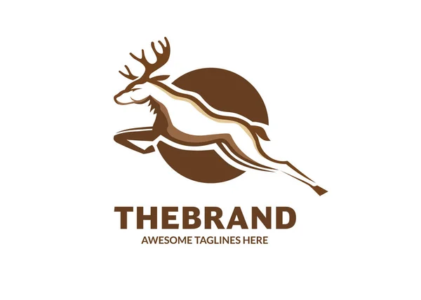 Creative Moose Jumping Logo Vector Emblem Illustration — Stock Vector