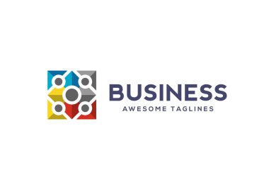 Basit ve eşsiz kare ve daire şeklinde geometrik renk logosu kavramı