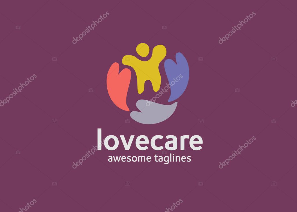 Charity Group logo designs concept, Child Care logo, People Care logo designs concept vector illustration