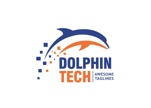 Dolphin Tech Logo Vektor Stock Vector — Stockvektor