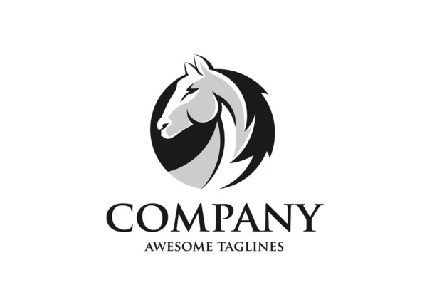 Paardenhoofd Abstracte Cirkel Eenvoudige Logo Sjabloon — Stockvector