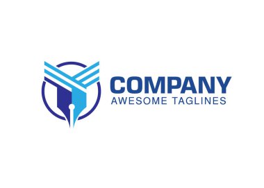 Eğitim logosu şablonu için yaratıcı soyut kalem ve kitap 