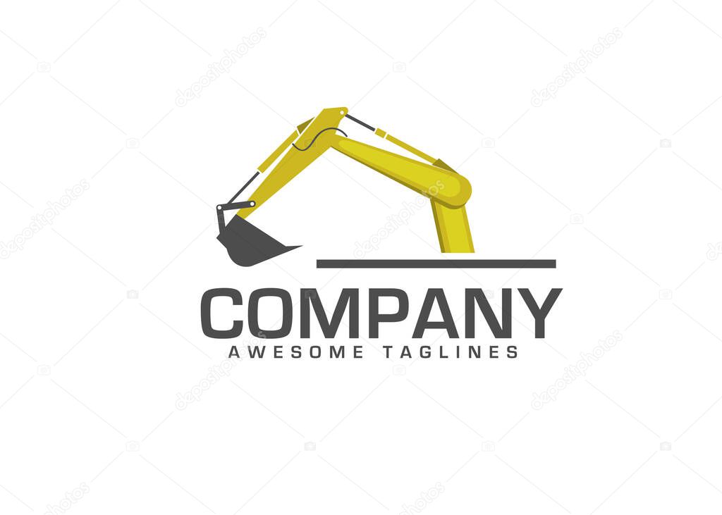 Excavators Construction machinery logo, Hydraulic mining excavator vector logo