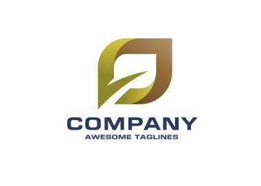 yaratıcı yeşil yaprak logosu kare tasarım şablonu.