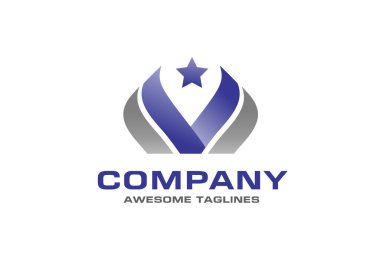 yaratıcı ilk harf v v ve yıldız logo vektör çizimi