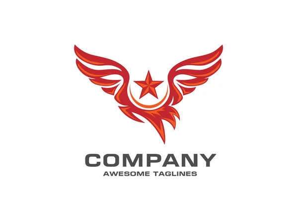 Αφηρημένα Φτερά Και Αστέρι Πρότυπο Διάνυσμα Σχεδιασμό Λογότυπο — Διανυσματικό Αρχείο