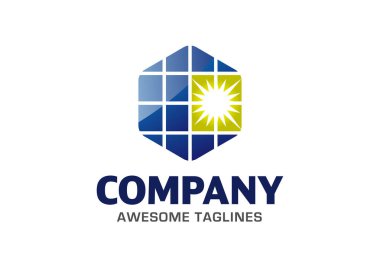 Basit altıgen güneş enerjisi logo tasarımı