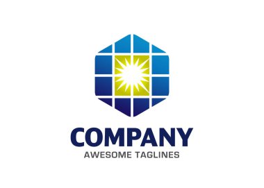 Basit altıgen güneş enerjisi logo tasarımı