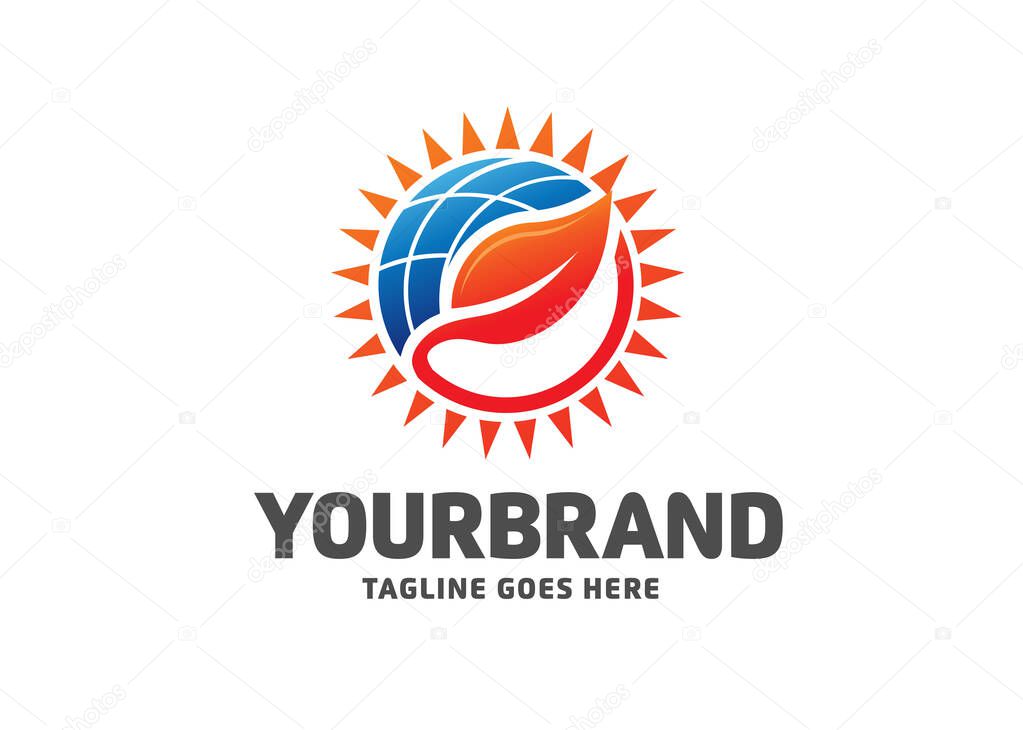 Nature Sun solar energy logo design template. eco energy logo designs