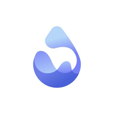 Soyut mavi eğimli su damlası tasarımı pürüzsüz akış şekilleri ve modern akışkan tarzıyla.