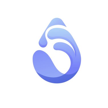 Akan dalga şekilleriyle soyut mavi eğimli su damlası, tazeliği, akıcılığı ve modern tasarımı sembolize eder..