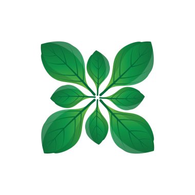 Yeşil Yaprak logo vektörü doğal bitki tasarımı ikon yaprak şablonu çizimi