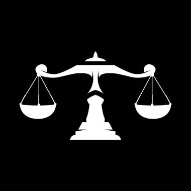Basit yasal ölçekli logo adalet mahkemesi basit siyah siluet şablon tasarımı