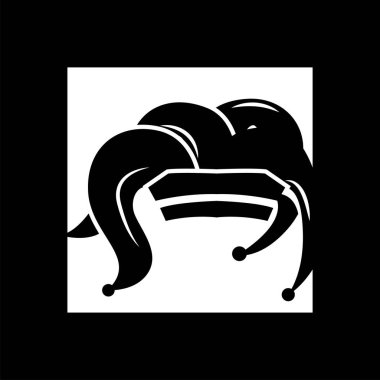 Basit renkli palyaço şapkası logosu basit bir sirk komedi ekipmanı tasarımı çizimi çizimi.