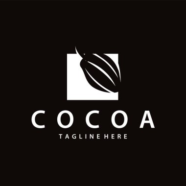 Kakao fasulyesi logo tasarımı konsepti. Çikolata, içecek silueti ve plantasyon sembolü illüstrasyon ikonu vektör tasarımı.