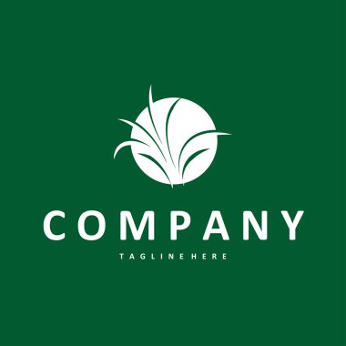 Çimen logosu basit minimalist konsept çim sembolü çizim sembolü sembolü ikon vektör şeklinde tasarım