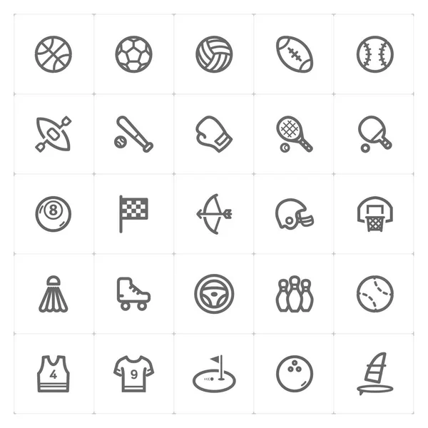 Набор Иконок Векторная Иллюстрация Контура Спорта Белом Фоне — стоковый вектор