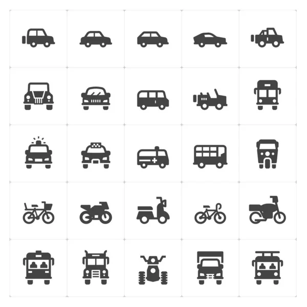 Icono Conjunto Vehículo Vector Transporte Ilustración — Vector de stock