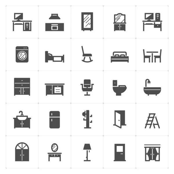 Icon Set Meubilair Pictogram Vector Illustratie Vectorbeelden