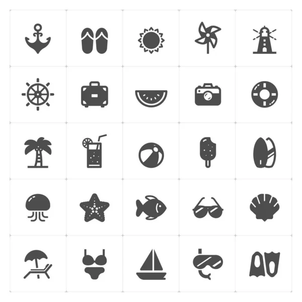 Icon Set Strand Pictogram Vector Illustratie — Stockvector